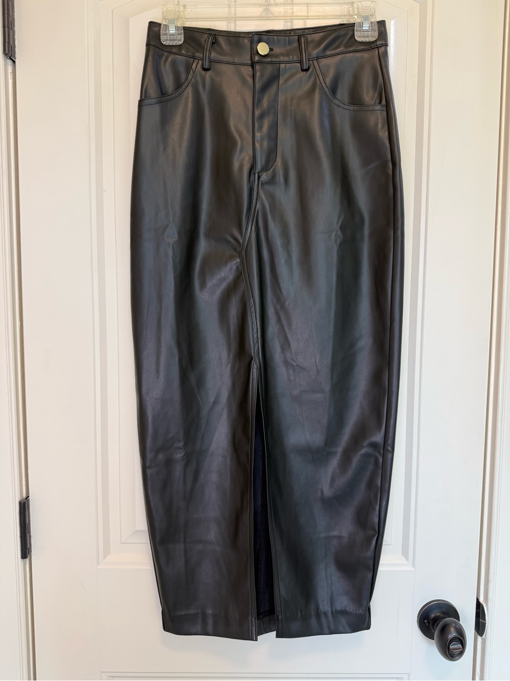 Anthropologie Bishop + Young Black Faux Leather Midi Pencil Skirt Women’s Small